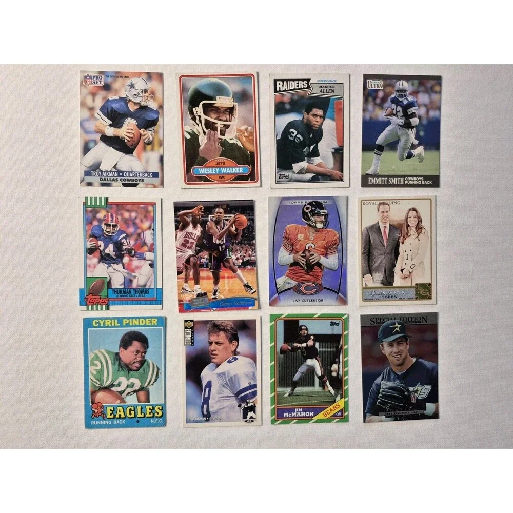 Lot of 12-15 Mixed 1980s-2000s NFL Football Cards - Aikman, Emmitt Smith, Marcus